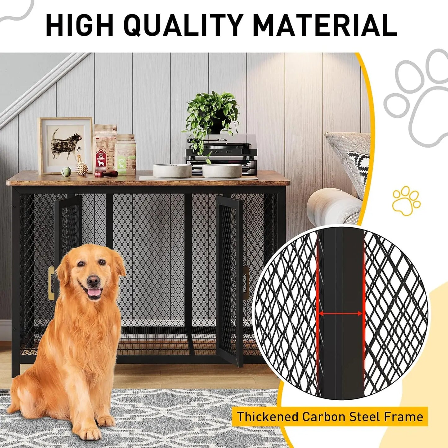 TWISTER.CK 2-In-1 Wooden Dog Cage End Table Crate