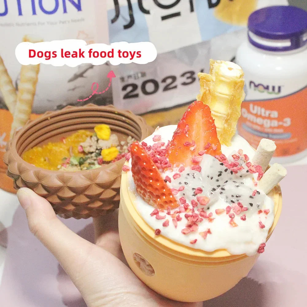Silicone Acorn Puzzle Dog Toy For Slow Feeding And Teething