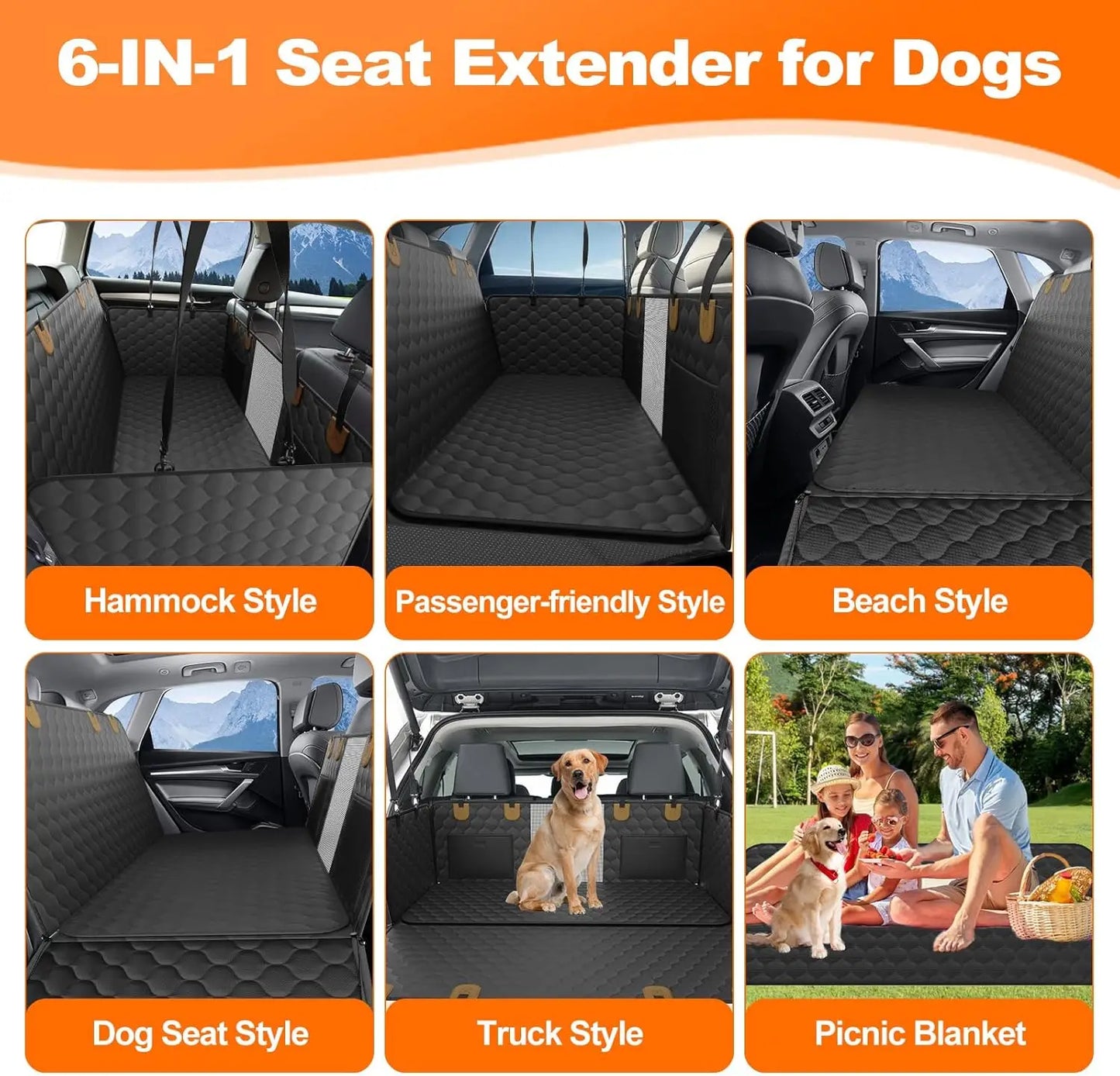 Wedyvko Back Seat Extender Hammock For Dogs Car Cover