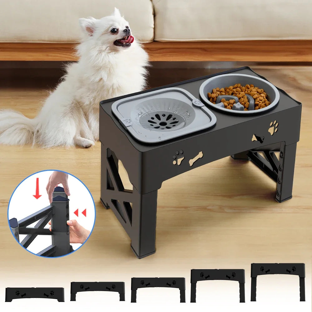 3 In 1 Pet Feeder With Height-Adjustable Slow Bowls System