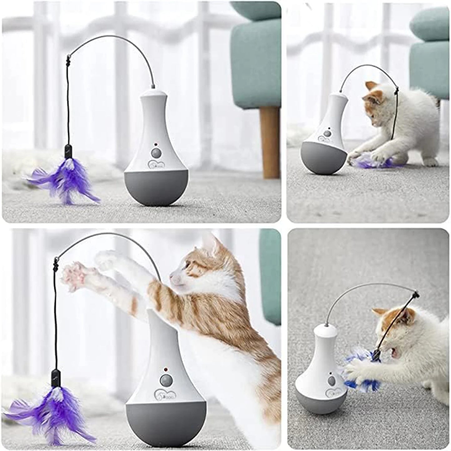 DOEL Cat Interactive Feather Toy Kitten Teaser Automatic Indoor Play