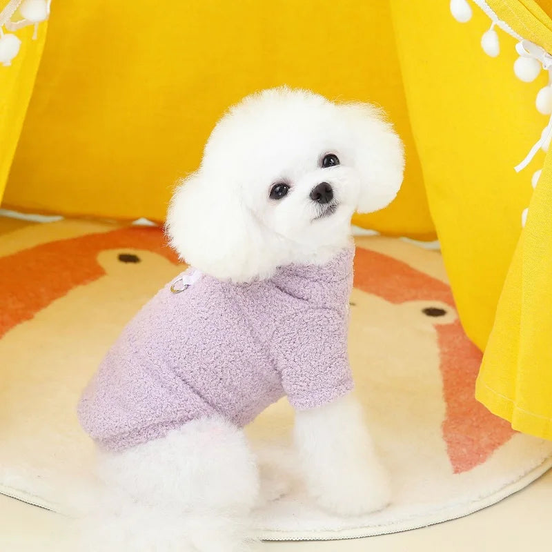 Fleece Dog Hoodie Sweater Coat Solid Warm Pet Apparel