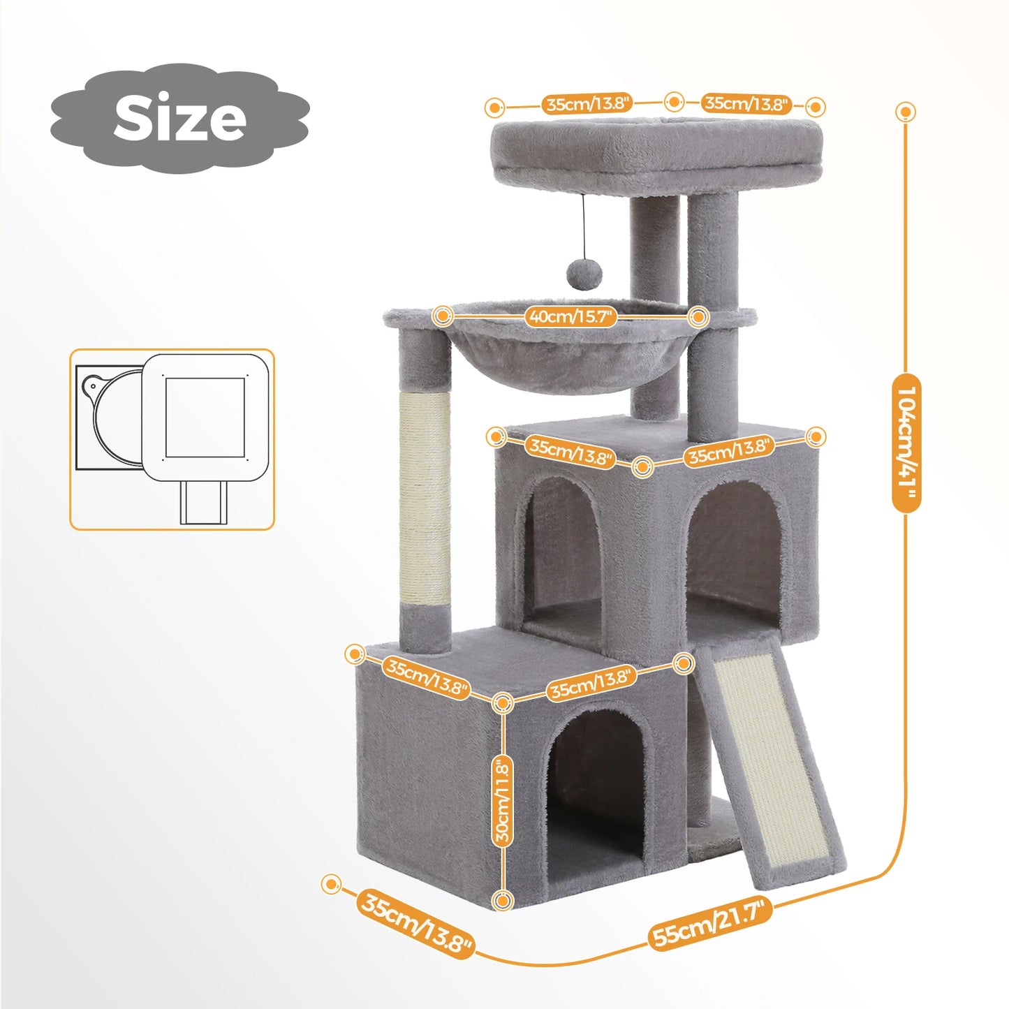 PAWZ Road Large Cat Tree Tower With Scratching Pad Included