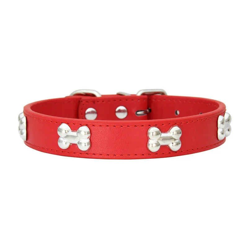 Bone Leather Durable Dog Collar