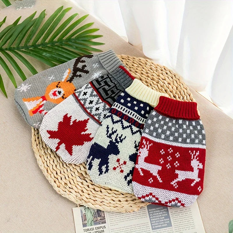 Christmas Style Knitted Wool Pet Sweater for Dogs and Cats