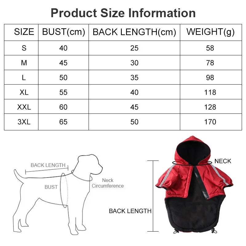 NONECN Waterproof Polyester Hooded Dog Coat Winter Jacket Reflective
