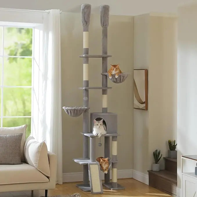 NONECN Floor to Ceiling Cat Tree Tower Adjustable 7-Tier Structure