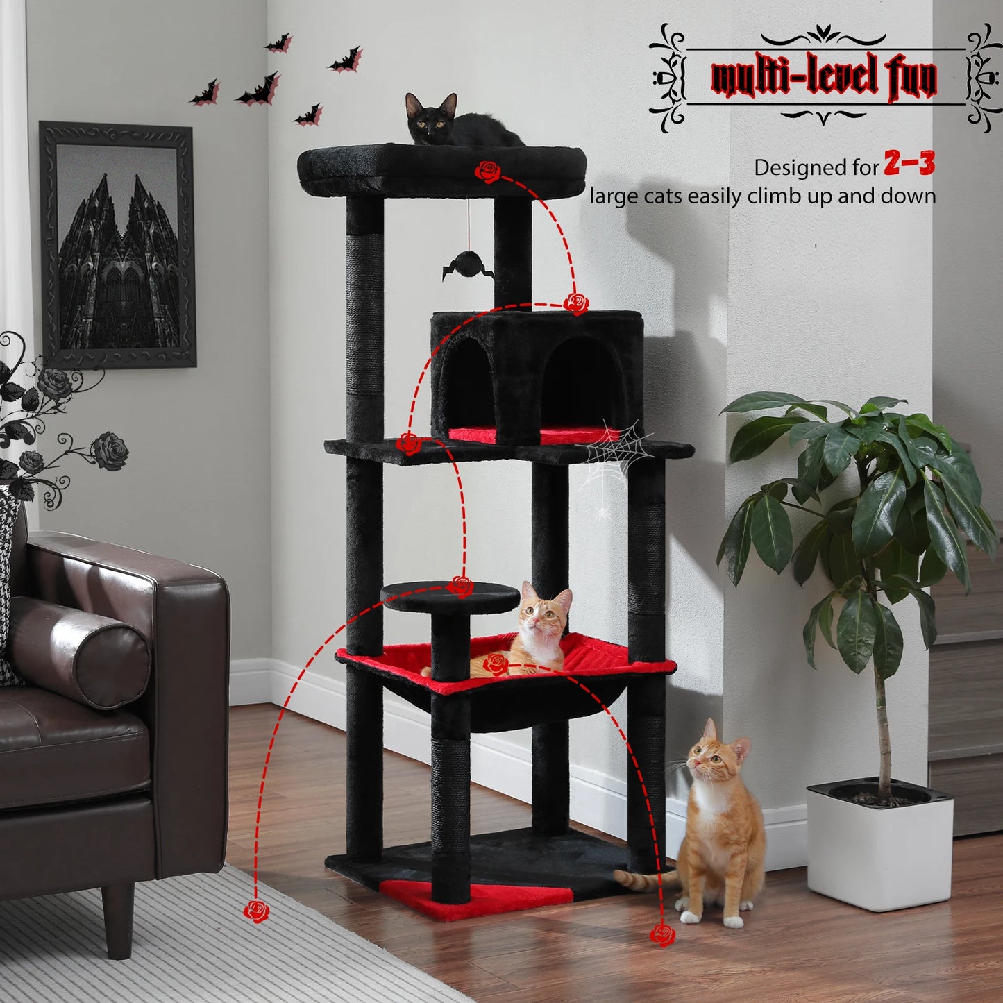PAWZ Road Cat Tree Indoor 5-Level Tower With Scratching Posts