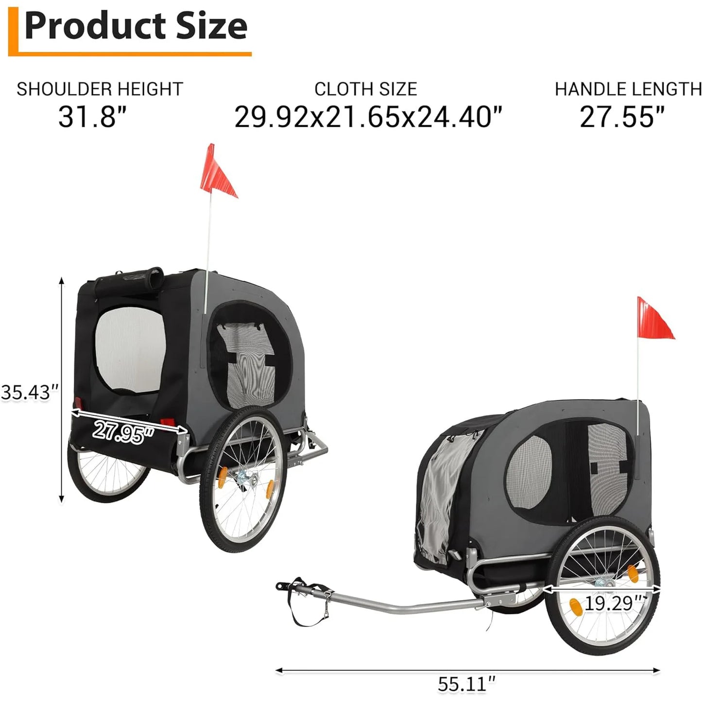 HiMISS Steel Dog Bike Trailer Folding With Universal Coupler