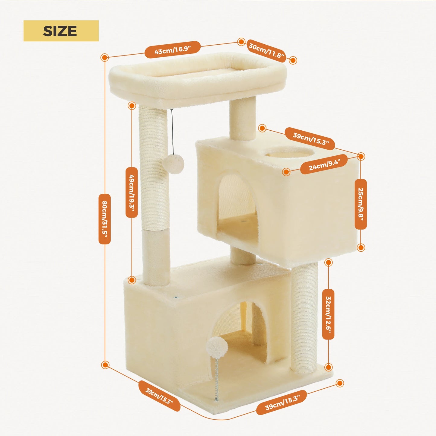 PAWZ Road Multi-Level Cat Tree Tower With Sisal Scratching Posts