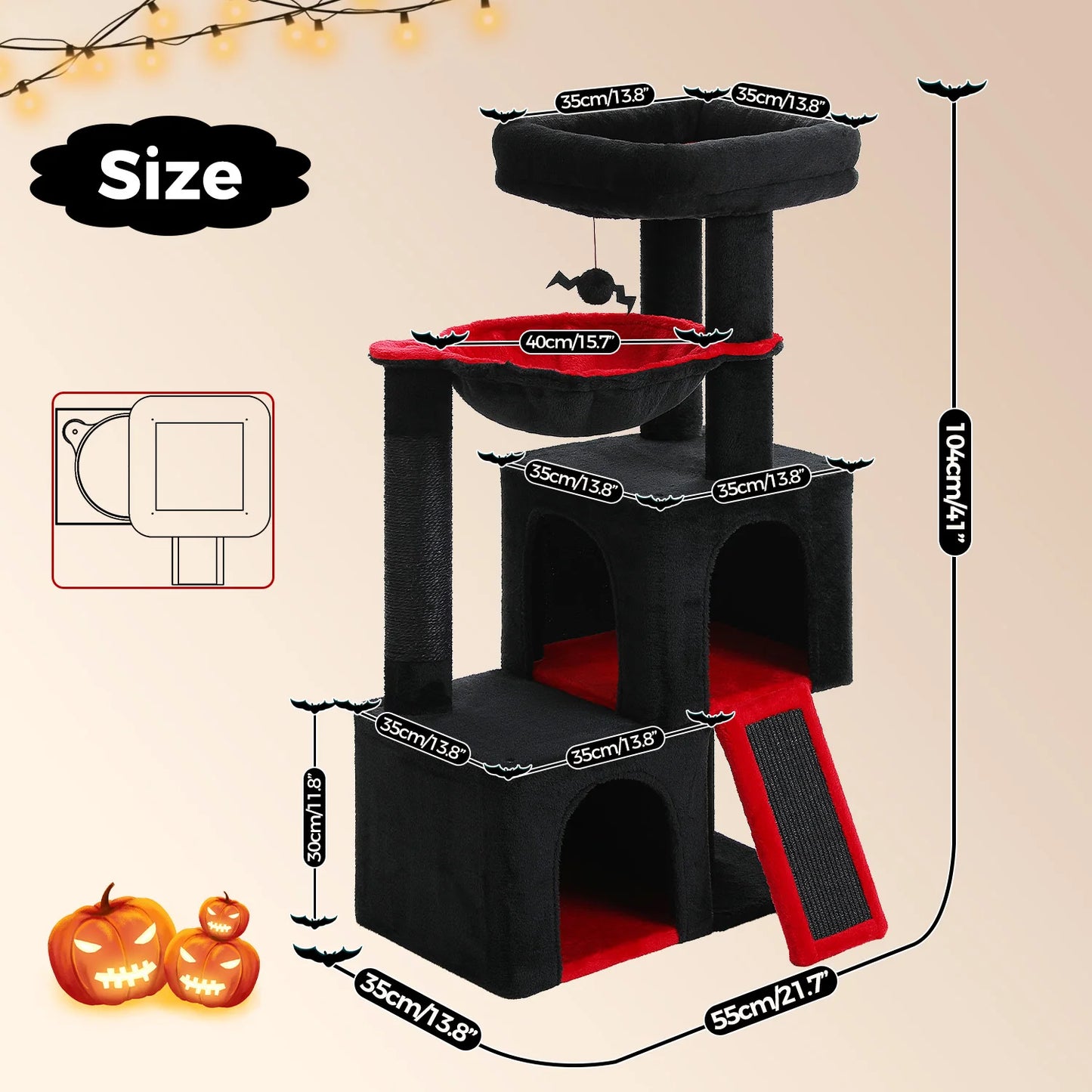 PAWZ Road Large Cat Tree Tower With Scratching Pad Included