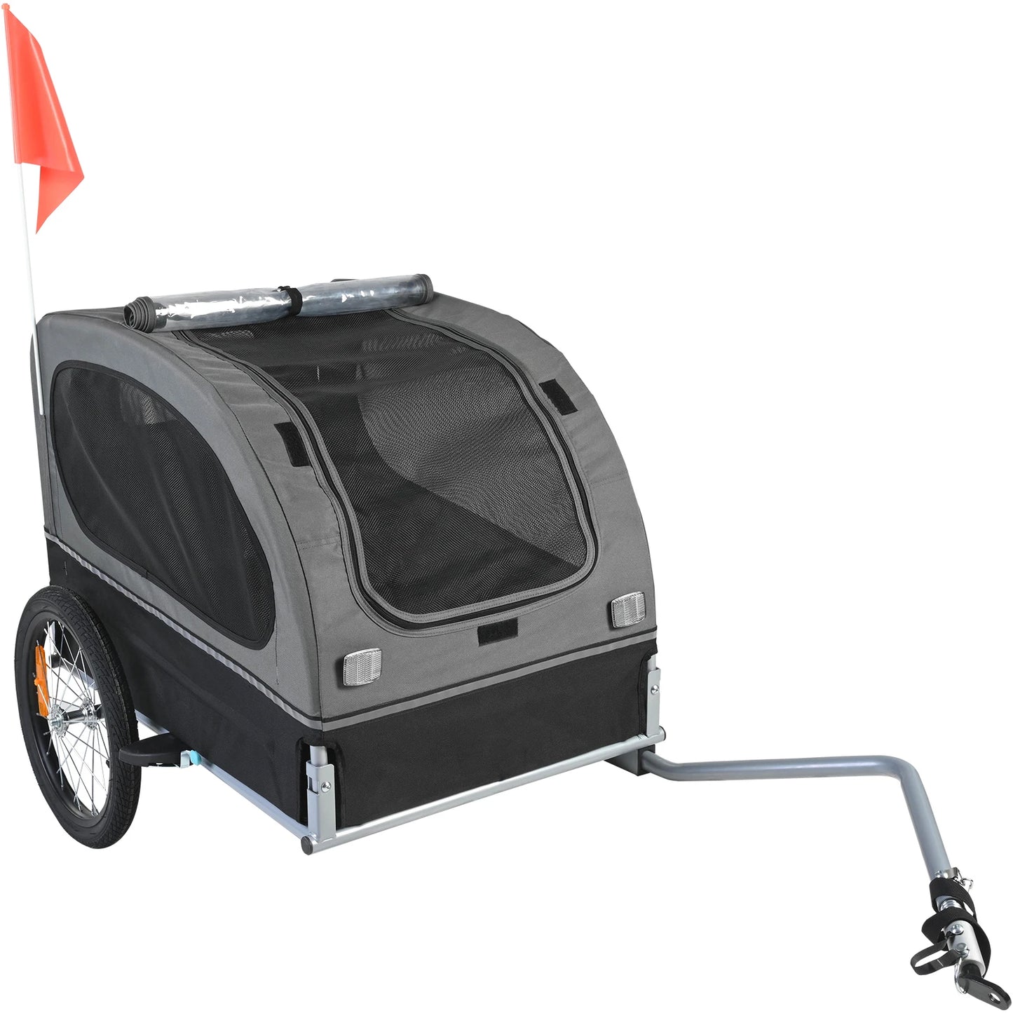 SucceBuy Dog Bike Trailer Carrier With Wheels Reflectors Collapsible Flag