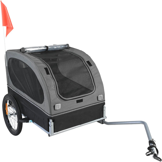 SucceBuy Dog Bike Trailer Carrier With Wheels Reflectors Collapsible Flag