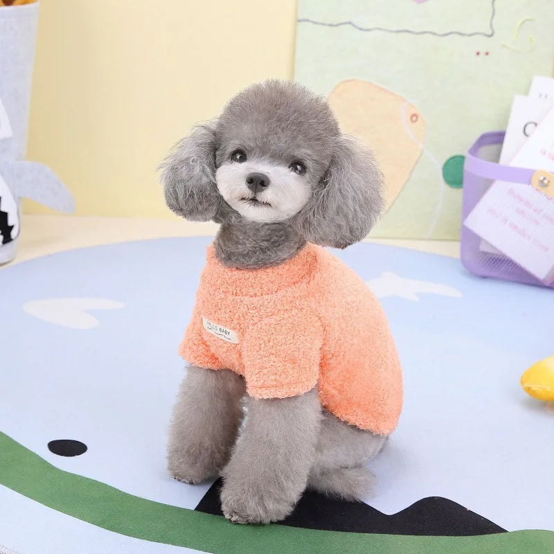 Fleece Dog Hoodie Sweater Coat Solid Warm Pet Apparel