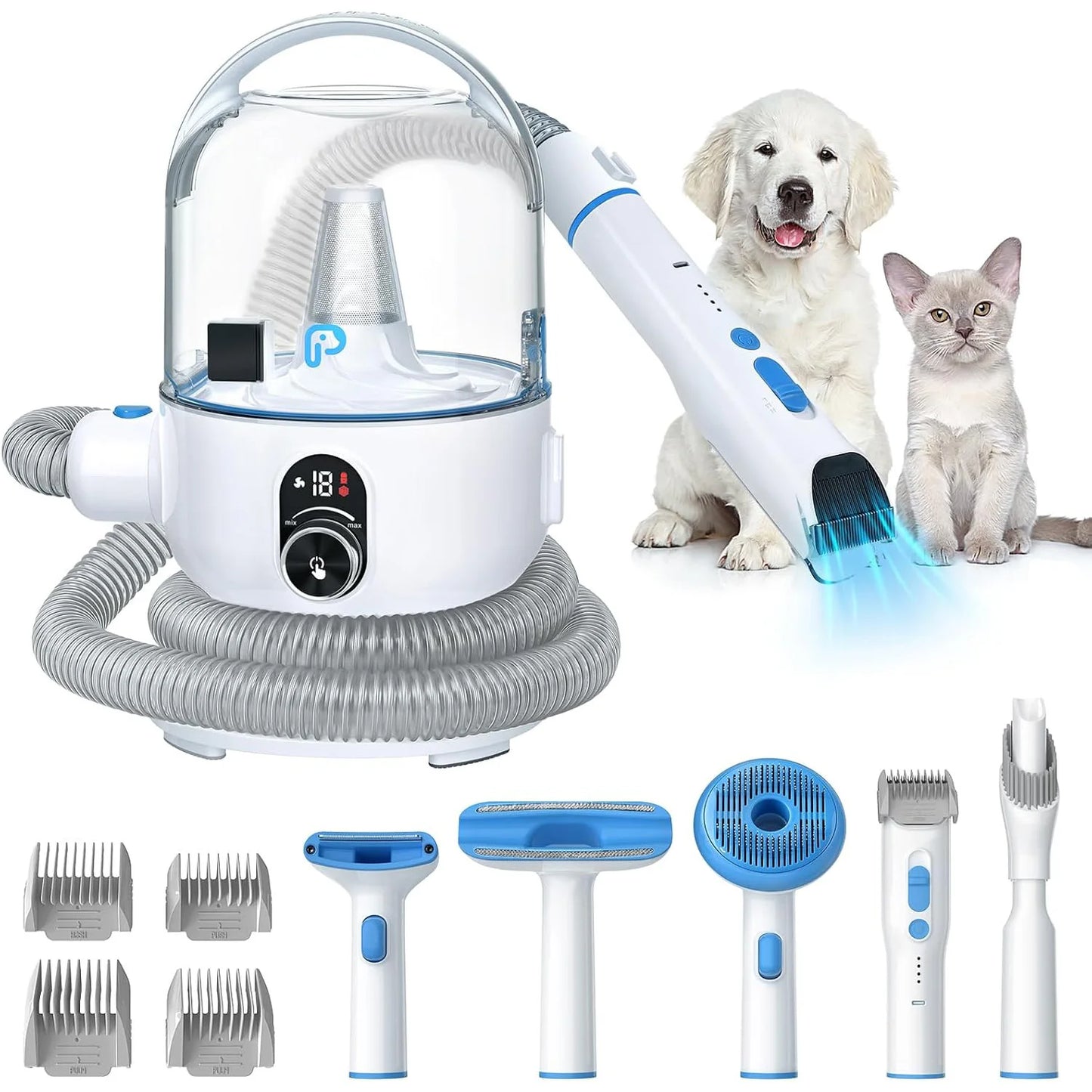 HiMISS Pet Grooming Kit With Quiet Vacuum And 5 Tools
