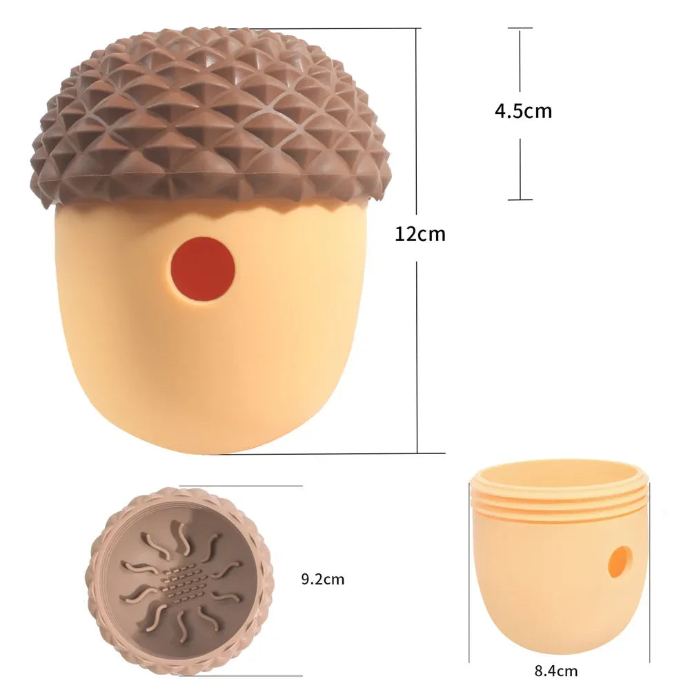 Silicone Acorn Puzzle Dog Toy For Slow Feeding And Teething