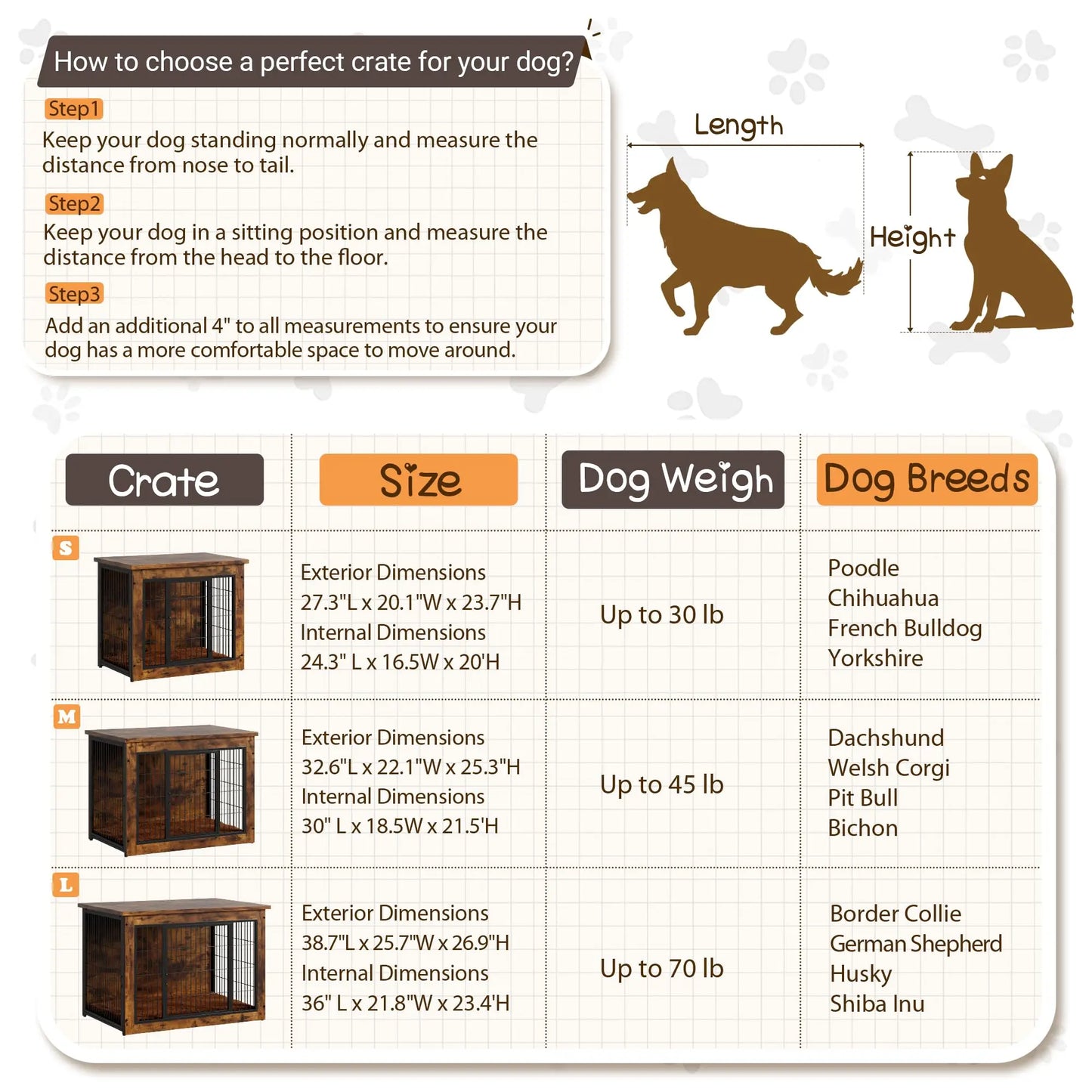 Wooden Dog Crate Furniture With Thick Cushion And Double Door