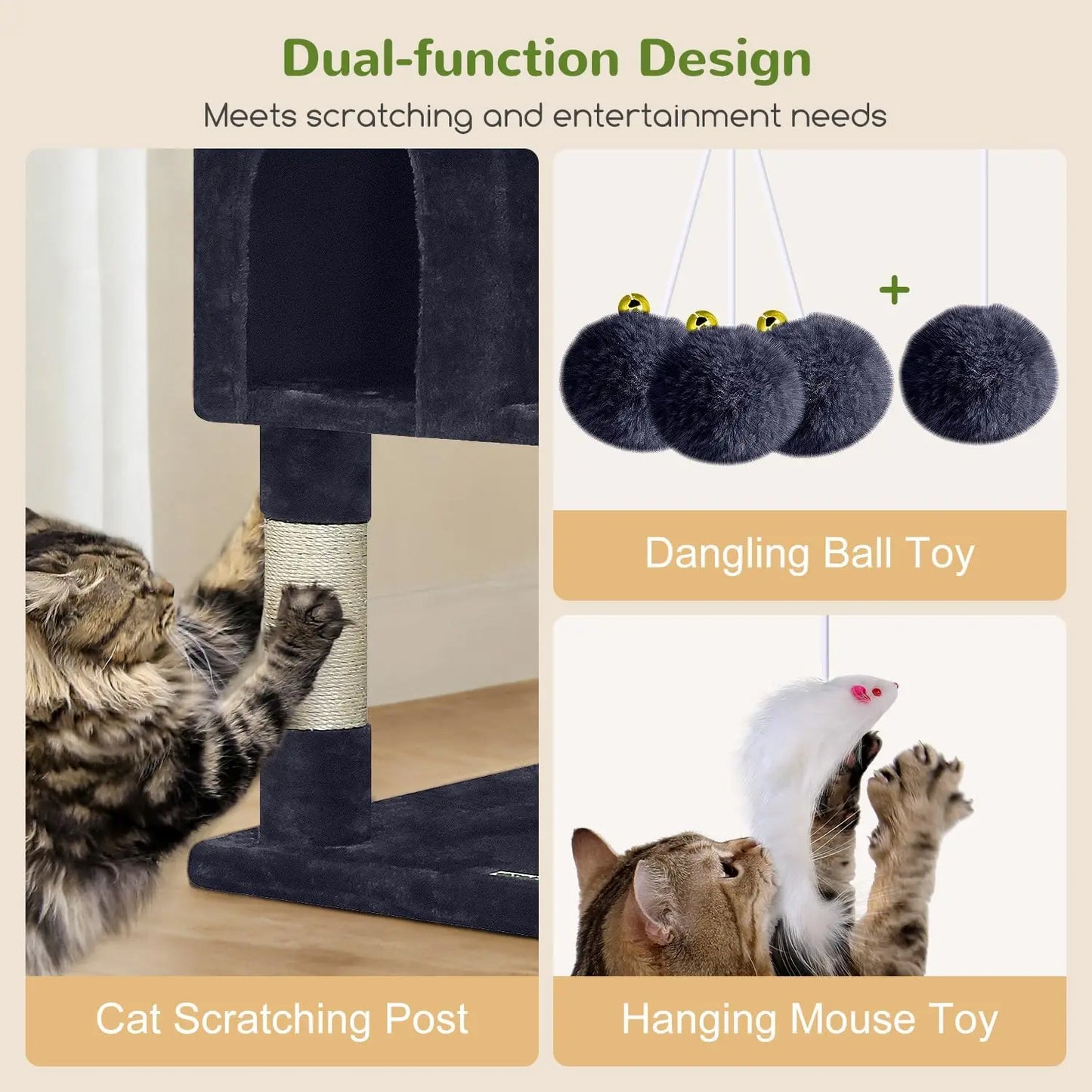 Multi-Cat Cat Tree Tower With Scratching Posts And Perches