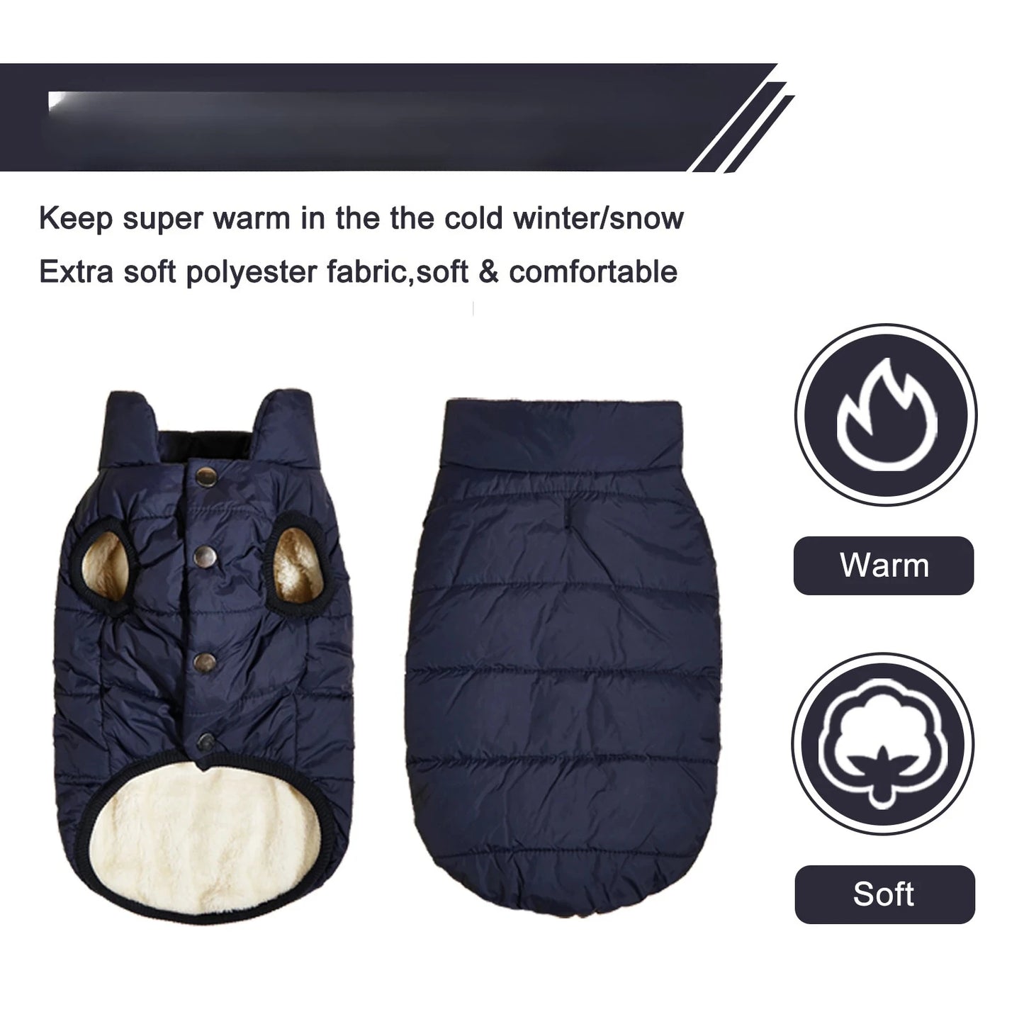 Winter Dog Jacket With Fleece Lining Cold Weather Coat
