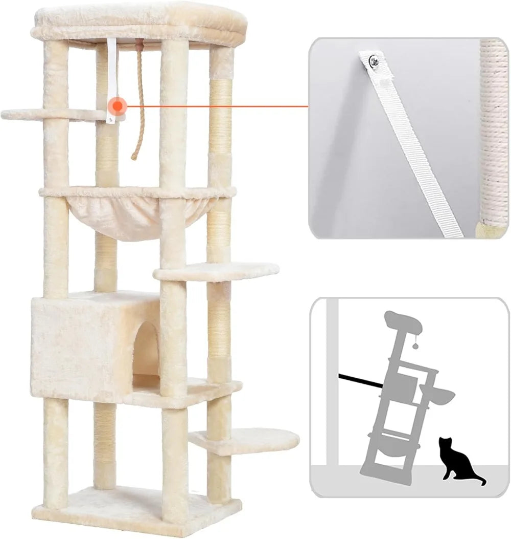 NONECN Heavy Duty Cat Tree Tower for Indoor Multi-Level Play