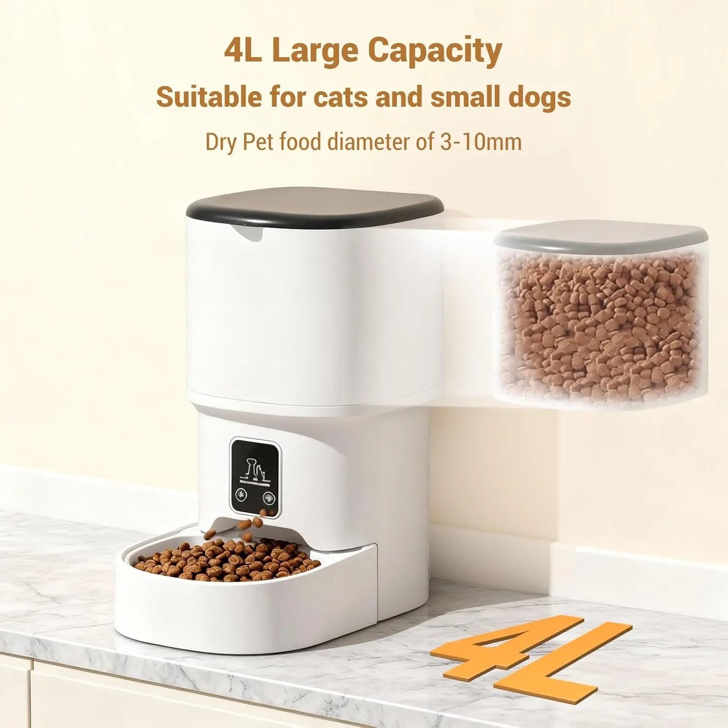 HiMISS Programmable Automatic Pet Feeder for Small Dogs and Cats