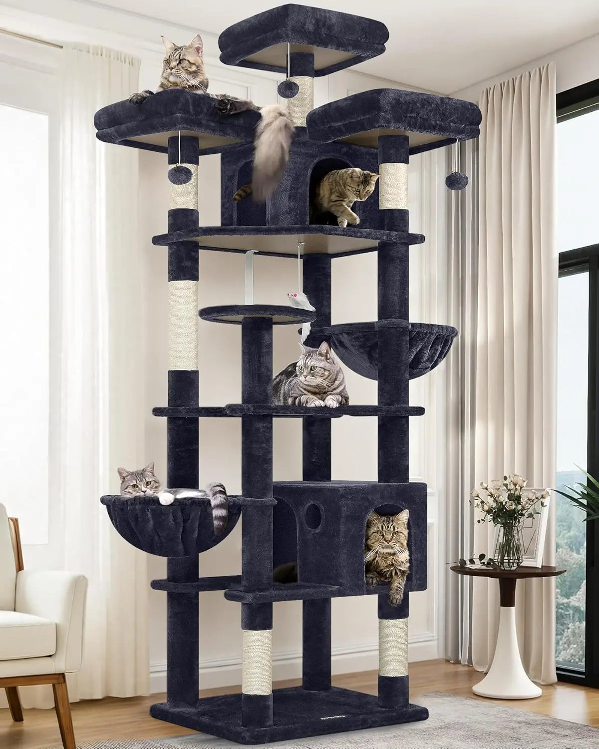 Multi-Cat Cat Tree Tower With Scratching Posts And Perches