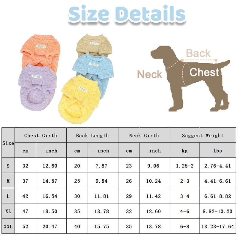 Fleece Dog Hoodie Sweater Coat Solid Warm Pet Apparel