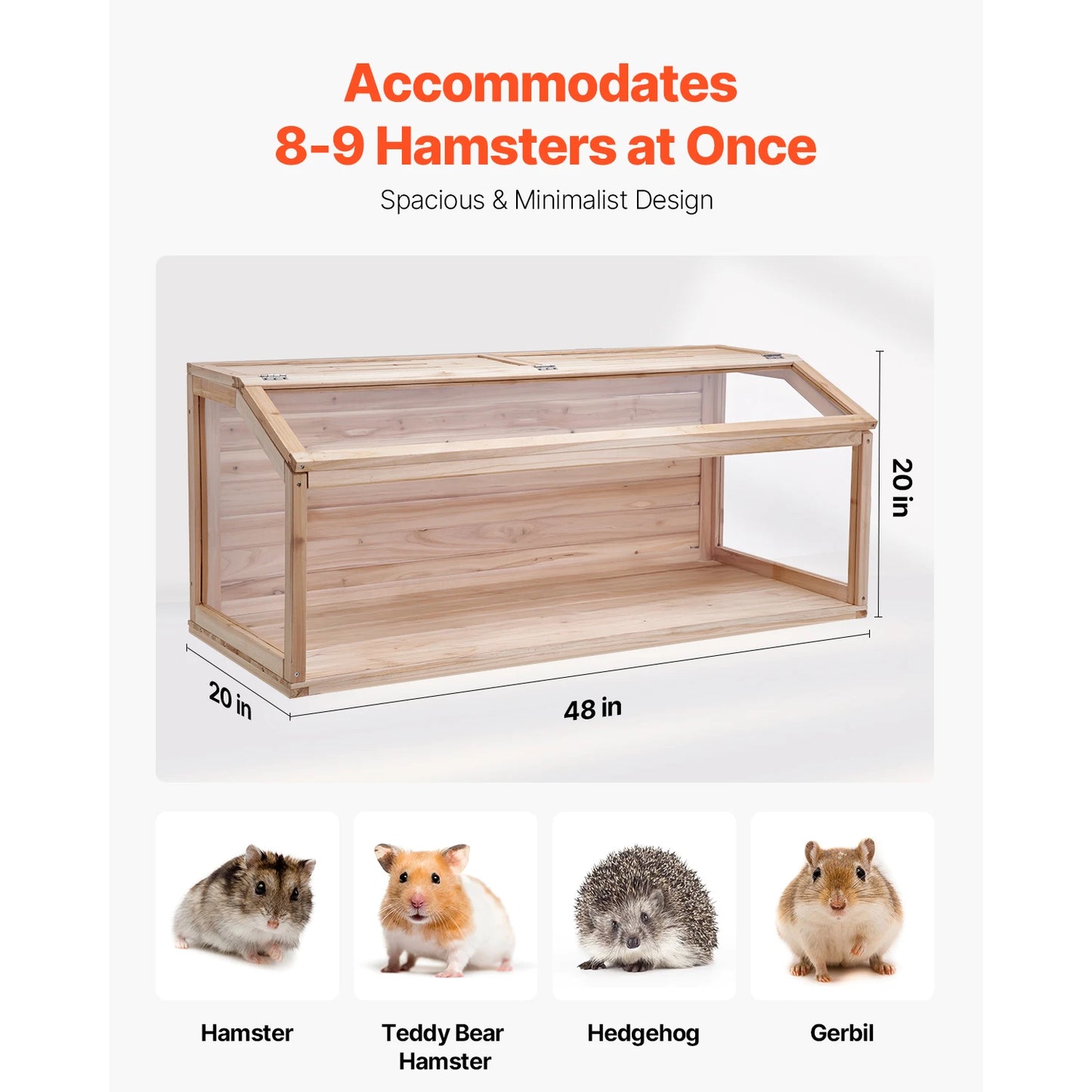 Wooden Hamster Cage Habitat With Clear Openable Top Small Animals