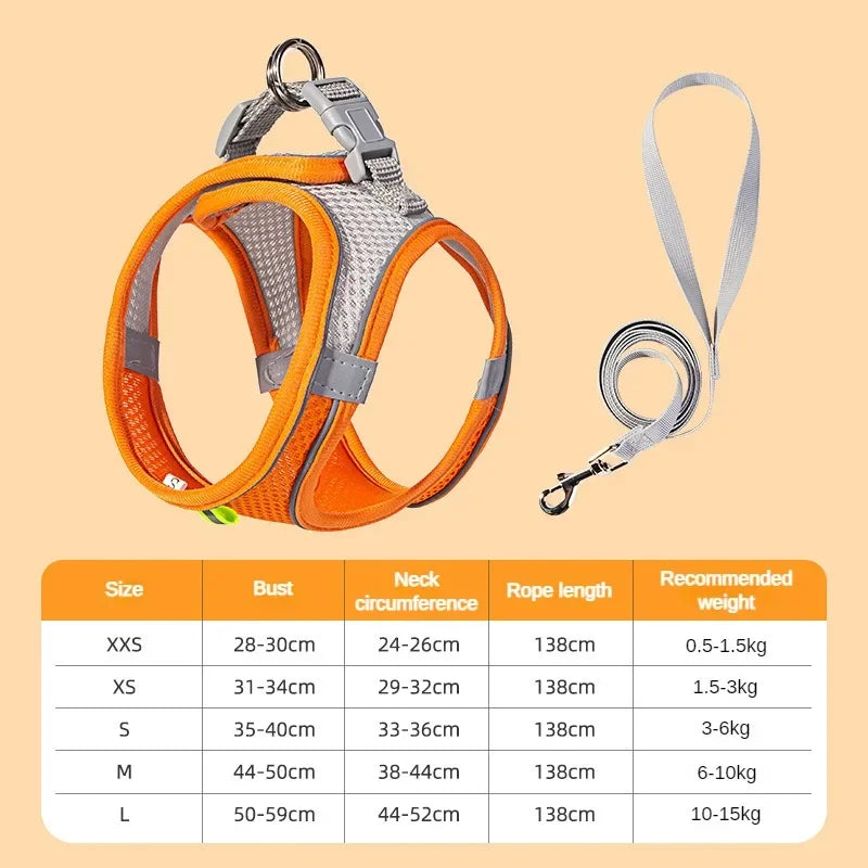 NONECN Puppy Harness Set Adjustable Quick Release Vest Small Dogs