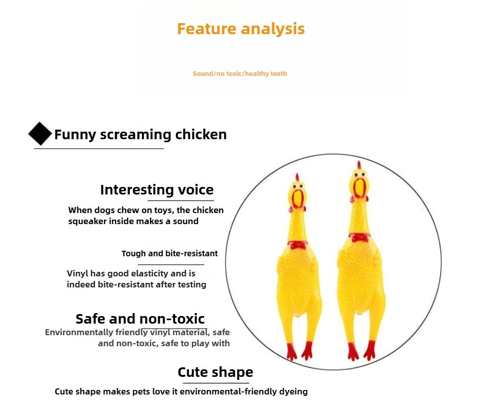 DKSTINYE Squeaky Chicken Dog Toy Squeaker Chew Rubber