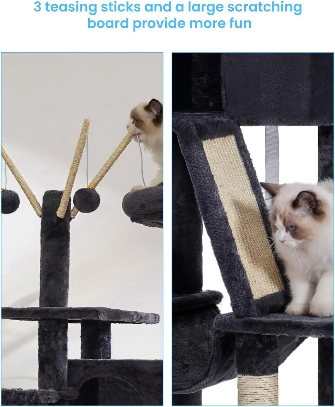 Cat Tower With Padded Bed Condo Hammocks And Scratching Posts