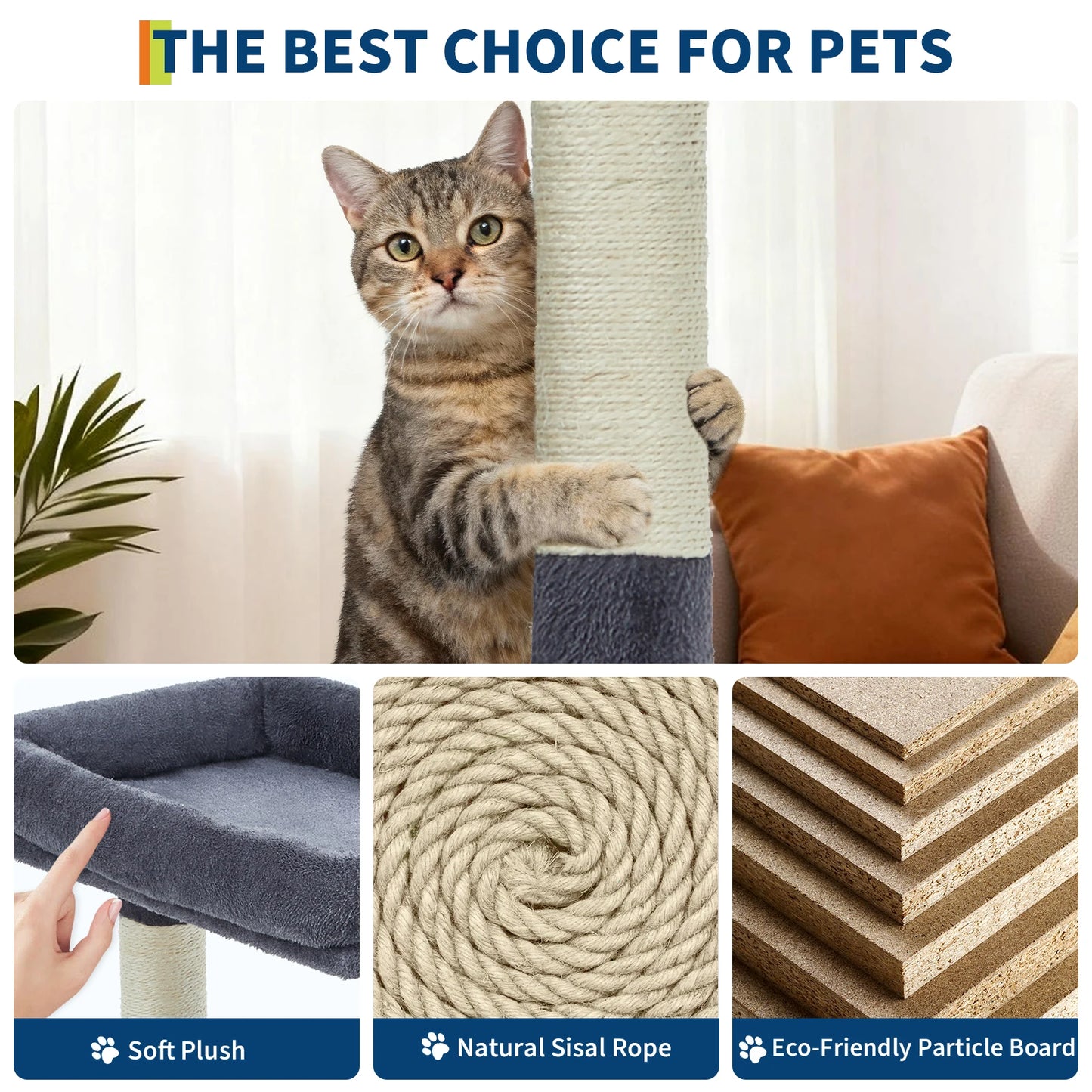 HiMISSCN Multi Level Cat Tree Tower With Scratching Posts Hammock