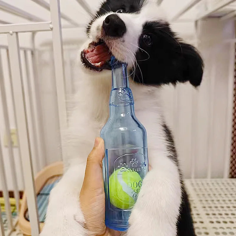 TPR Beer Bottle Chew Toy With Tennis Ball For Dogs