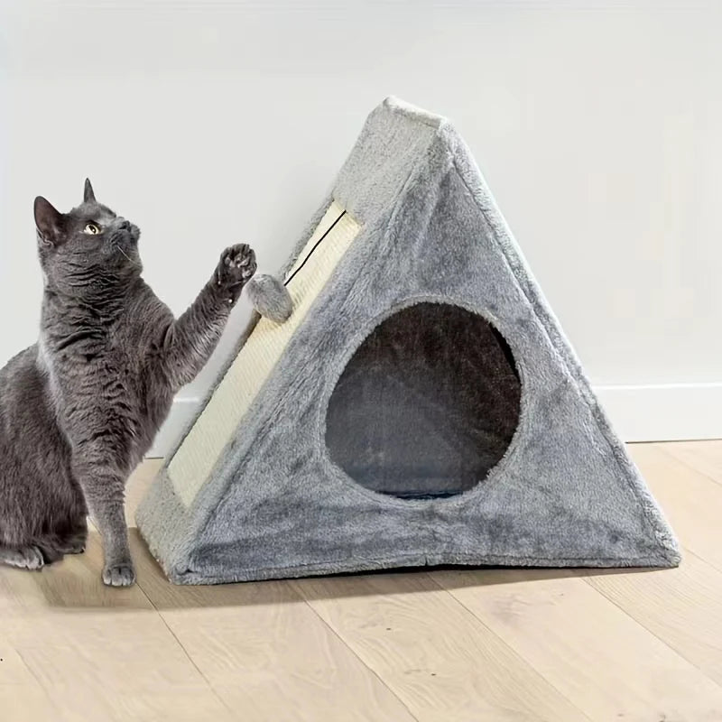 Sisal Cat Bed With Plush Toy Ball Scratching Board