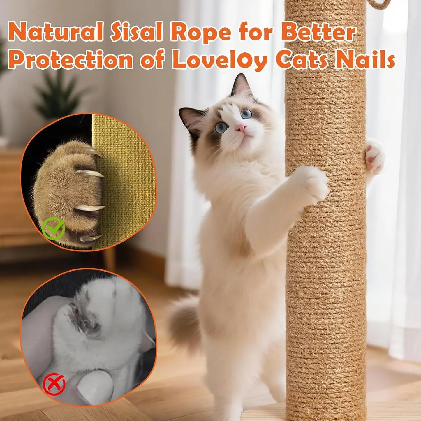 KYJGCN Sisal Cat Scratching Post With Double Tier Ball Track