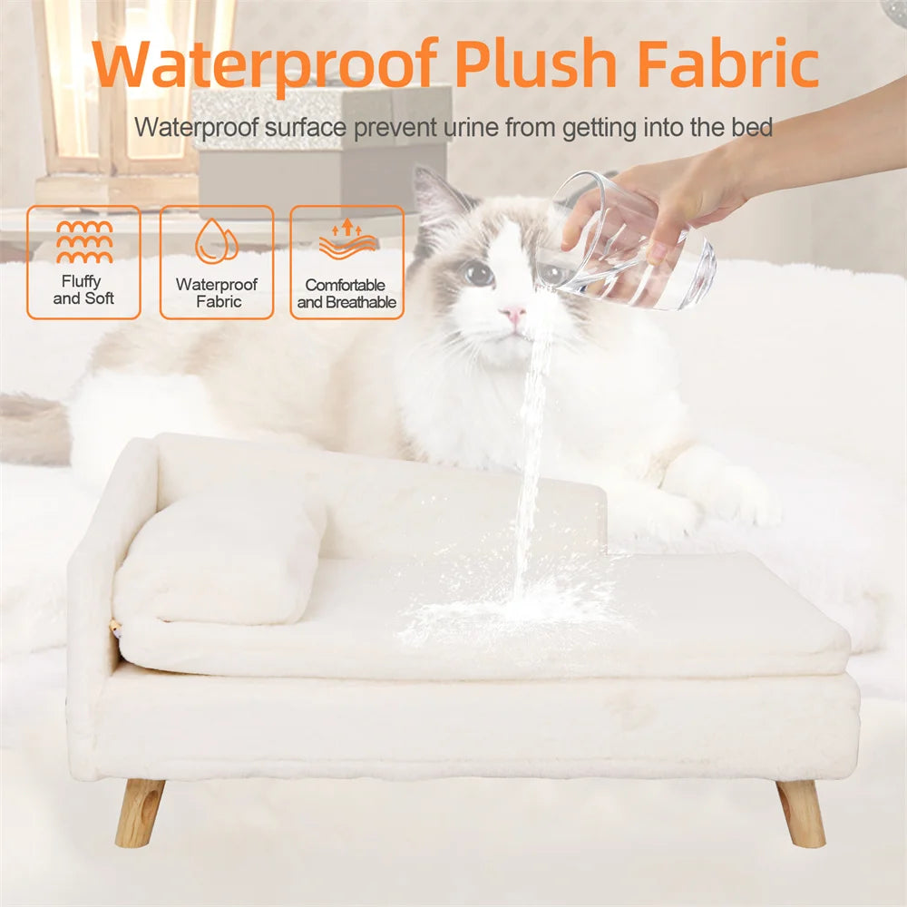 BORWARTCN Luxury Elevated Dog Sofa Bed With Backrest