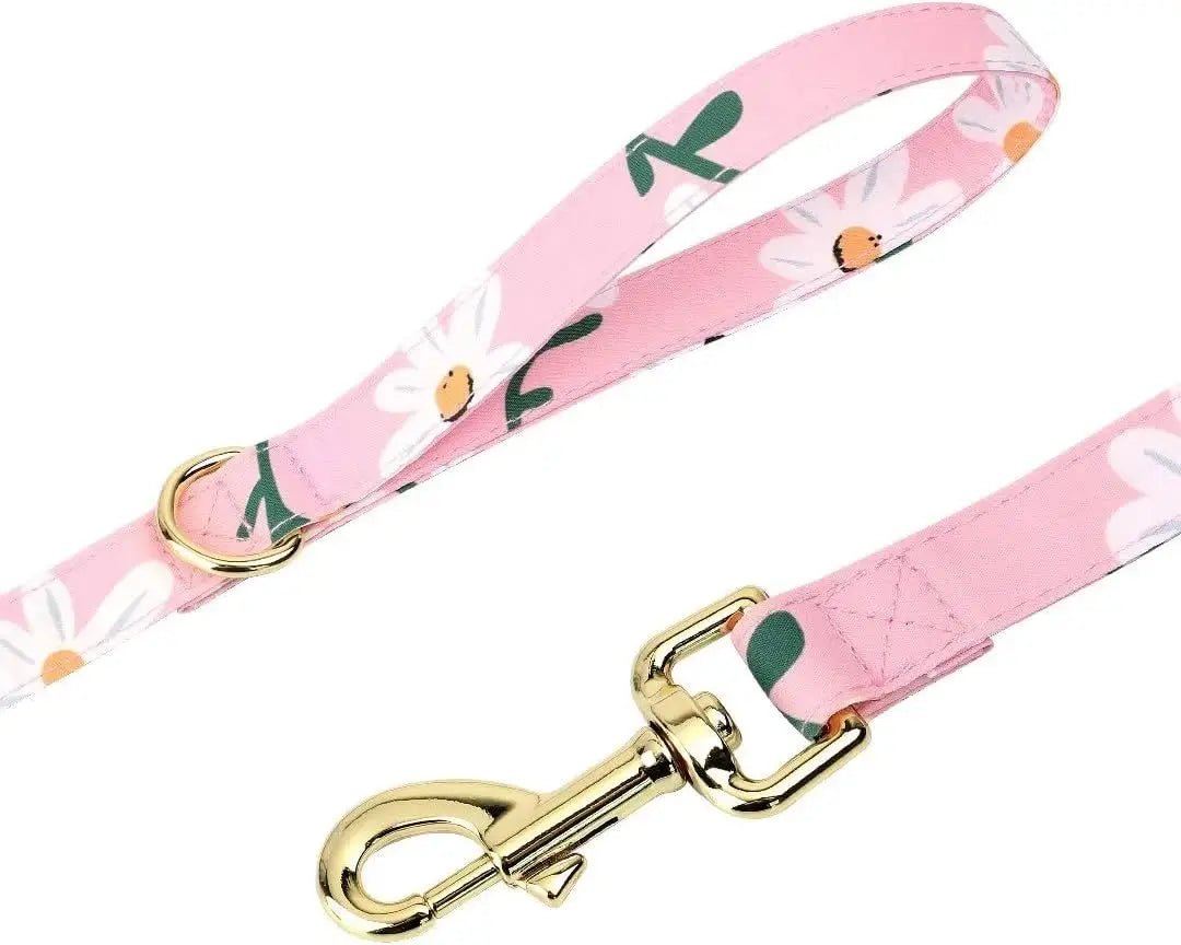 Cute Dog Collar Harness Leash Set Flower Adjustable Mesh Vest