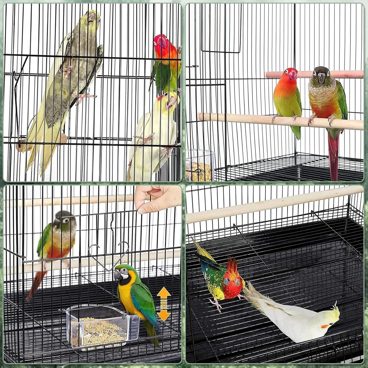 HiMISSCN Portable Bird Cage Carrier With Perches And Bowls