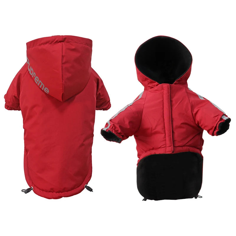 NONECN Waterproof Polyester Hooded Dog Coat Winter Jacket Reflective