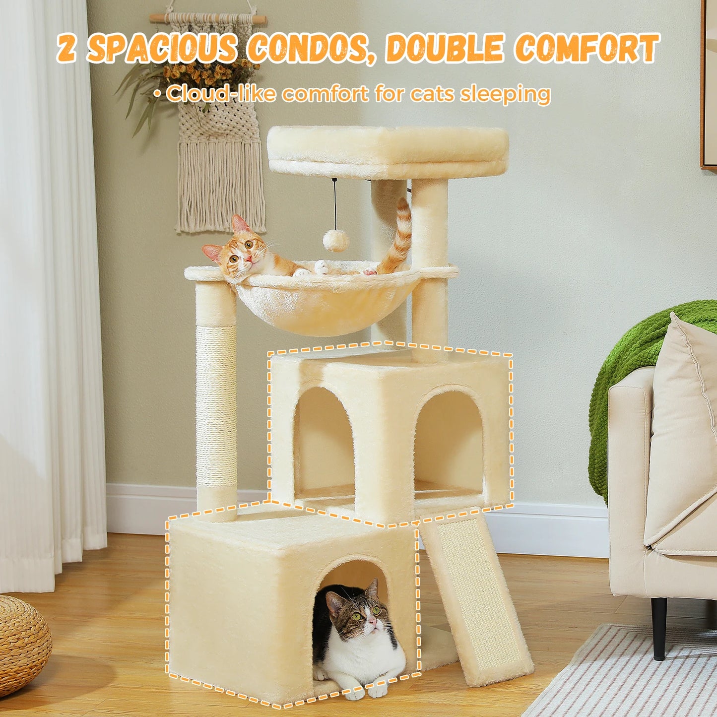 PAWZ Road Large Cat Tree Tower With Scratching Pad Included