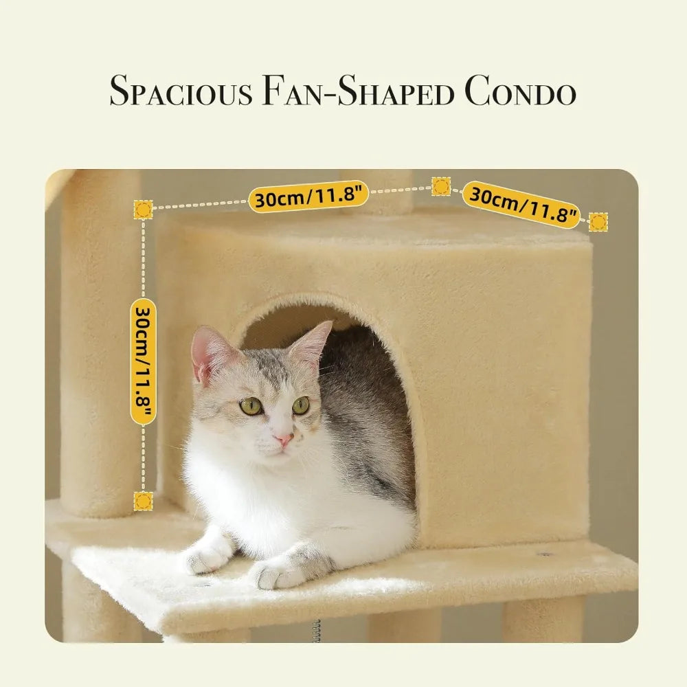 NONECN Floor to Ceiling Cat Tree Tower Adjustable 7-Tier Structure