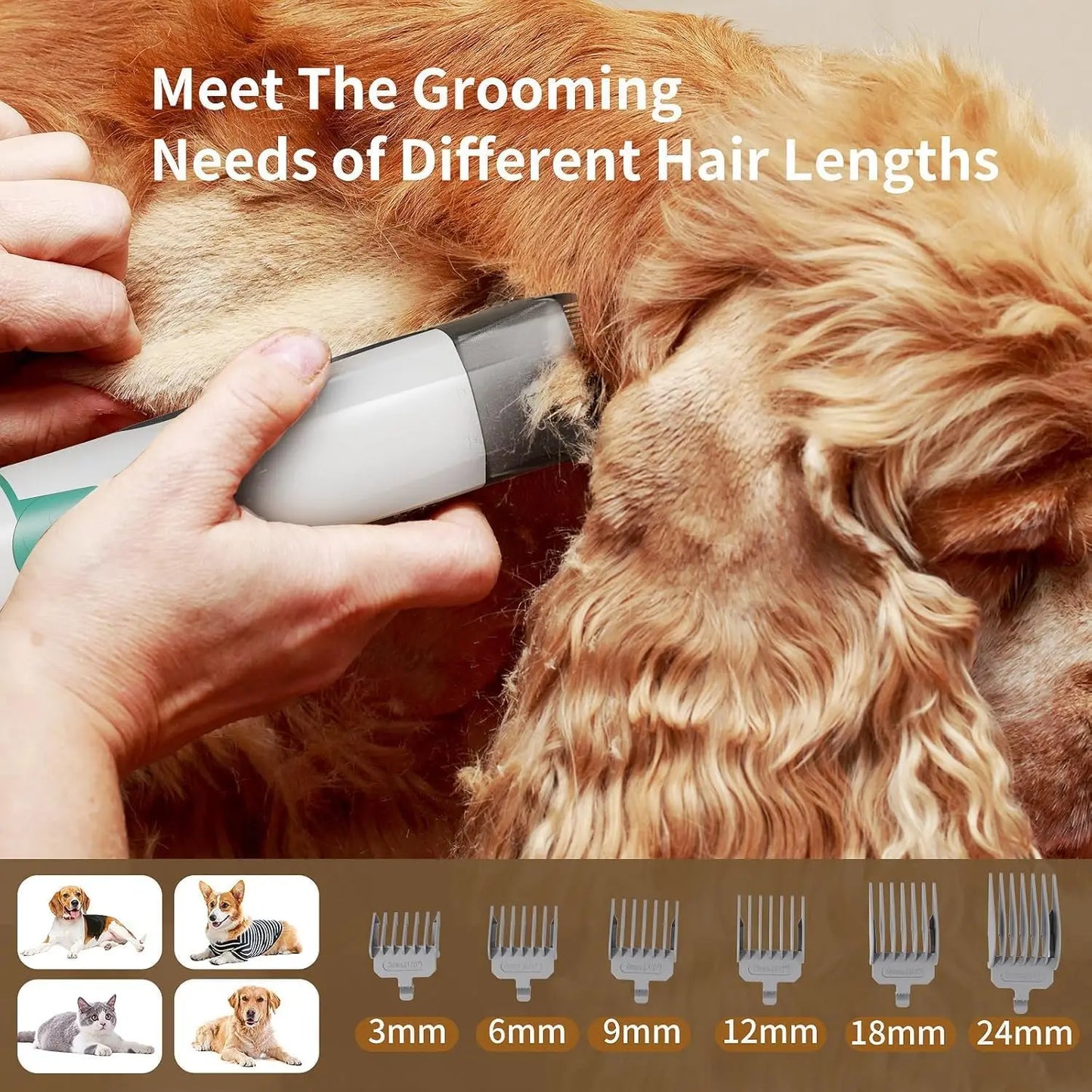 Pet Grooming Vacuum Kit With Clipper Nail Grinder 6 Tools