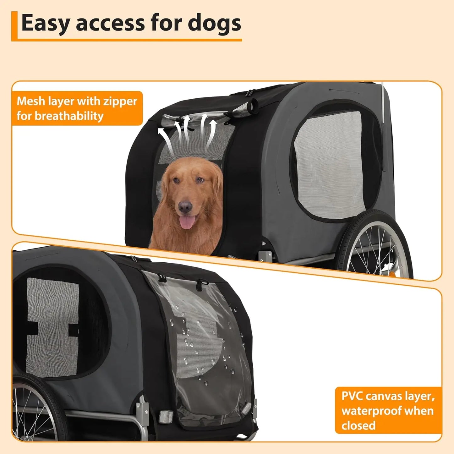 HiMISS Steel Dog Bike Trailer Folding With Universal Coupler