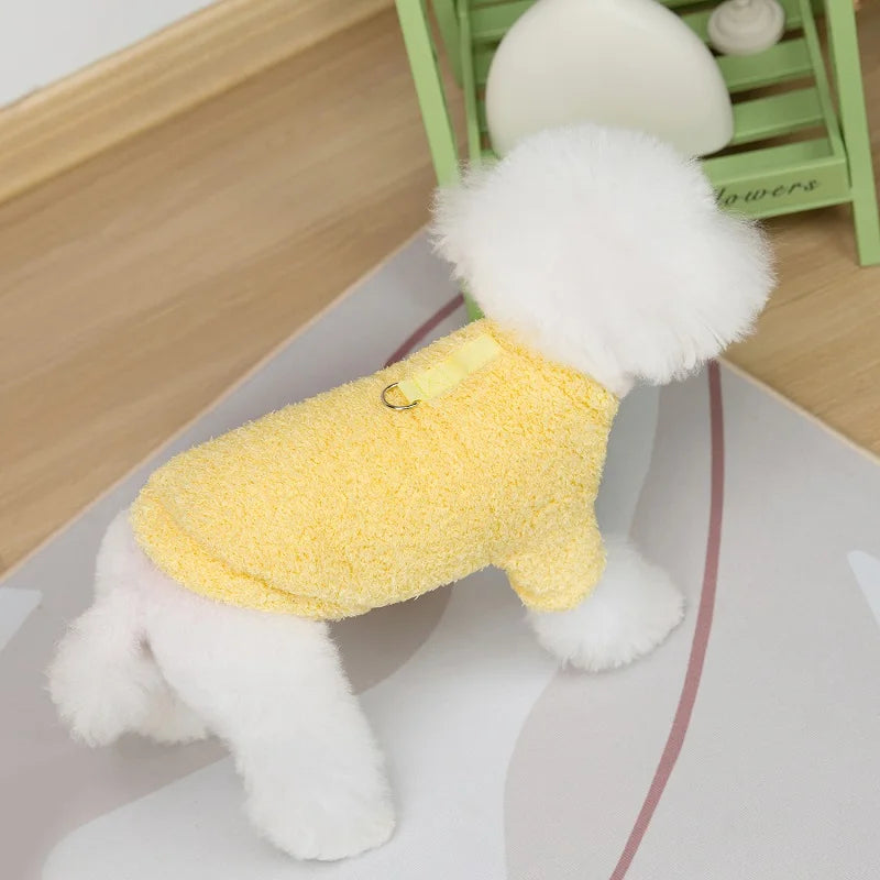 Fleece Dog Hoodie Sweater Coat Solid Warm Pet Apparel