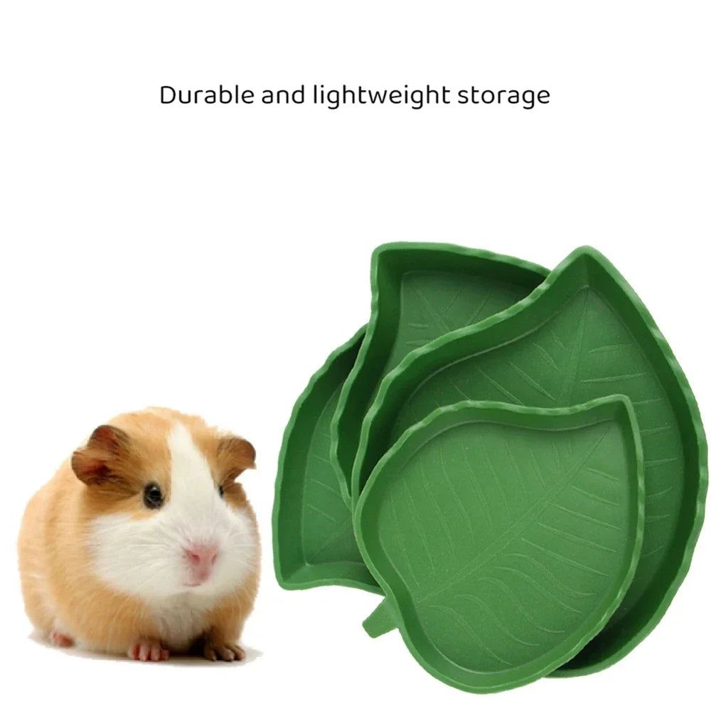 Leaf Shape Reptile Feeder And Water Bowl Durable For Pets