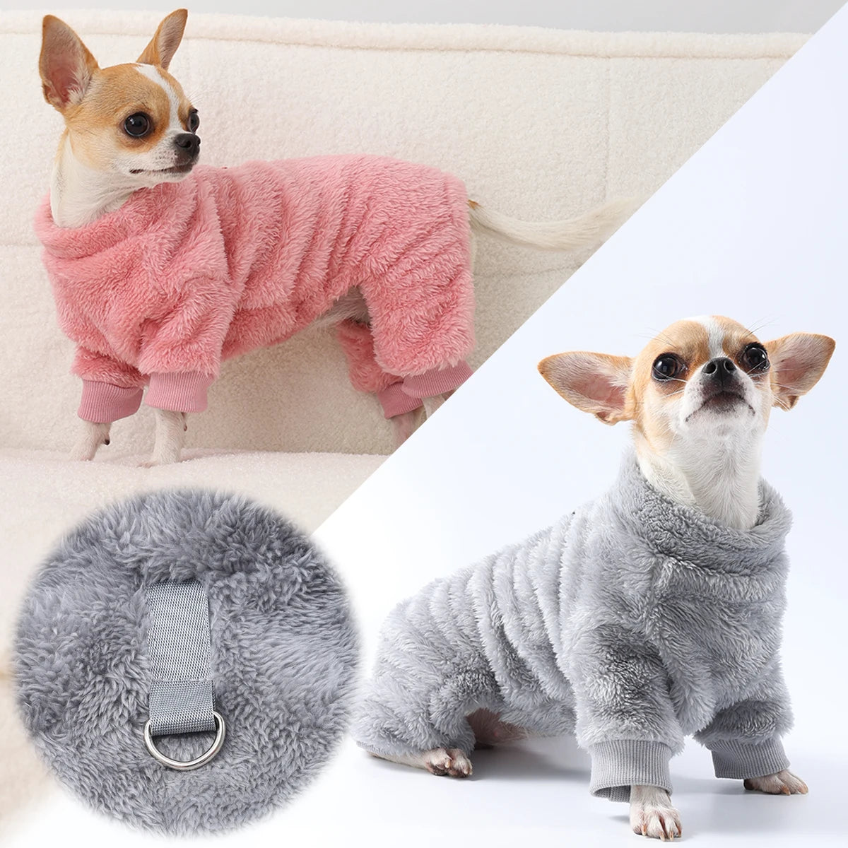 Winter Warm Flannel Dog Jumpsuit For Small And Medium Dogs