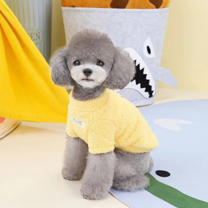 Fleece Dog Hoodie Sweater Coat Solid Warm Pet Apparel