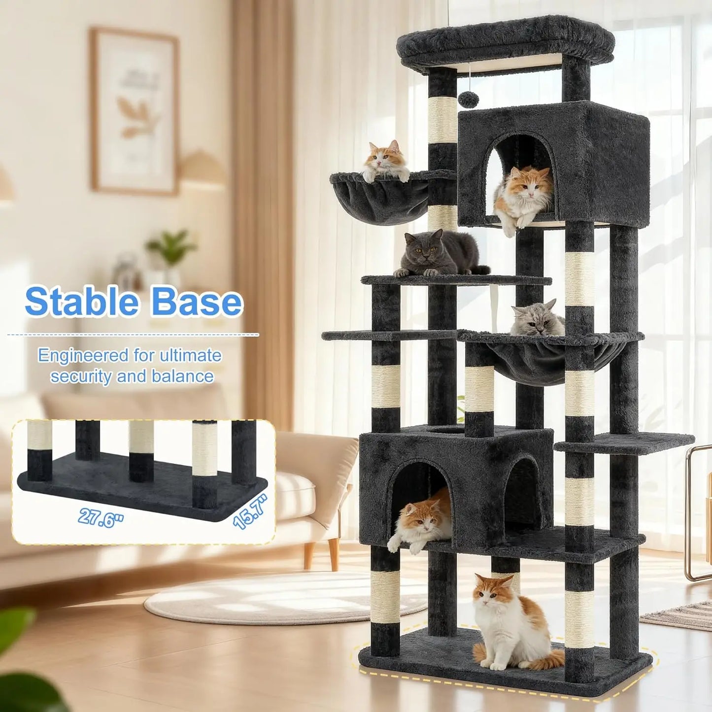 Heavy Duty Cat Tower With Condos Hammocks And Scratching Posts