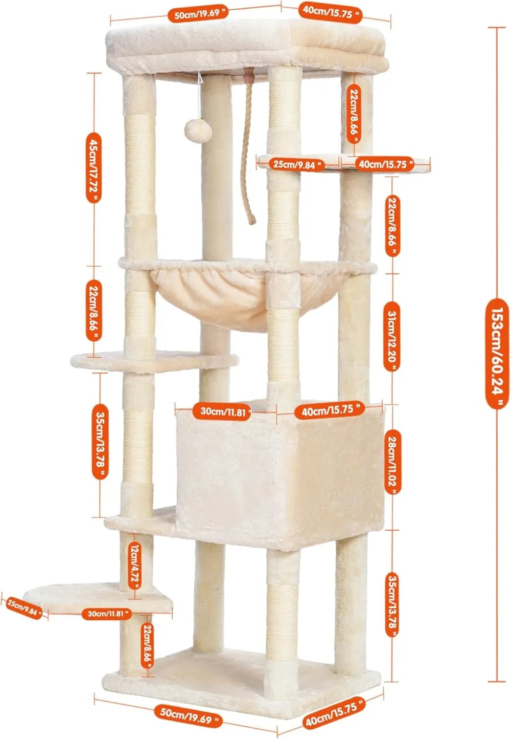 NONECN Heavy Duty Cat Tree Tower for Indoor Multi-Level Play