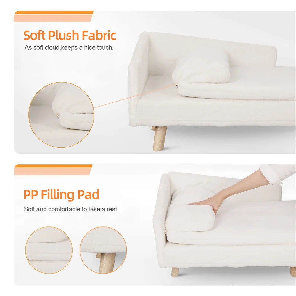 BORWARTCN Luxury Elevated Dog Sofa Bed With Backrest